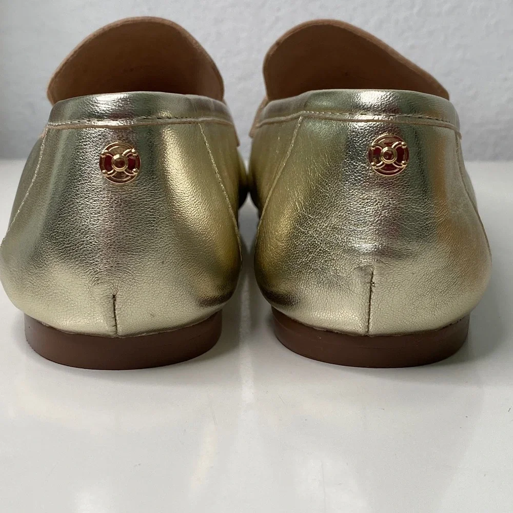 Talbots Audrey Metallic Gold Nappa Square Toe Loafer Flats Size 9M‎